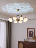 Corinne Arc Chandelier – Modern Curved Glass Pendant Light for Dining Room and Living Room
