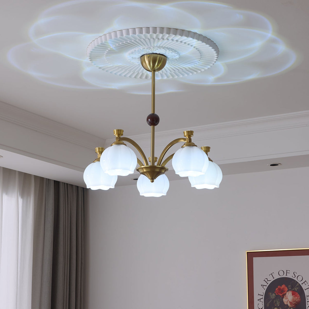Corinne Arc Chandelier – Modern Curved Glass Pendant Light for Dining Room and Living Room