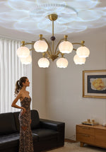 Corinne Arc Chandelier – Modern Curved Glass Pendant Light for Dining Room and Living Room