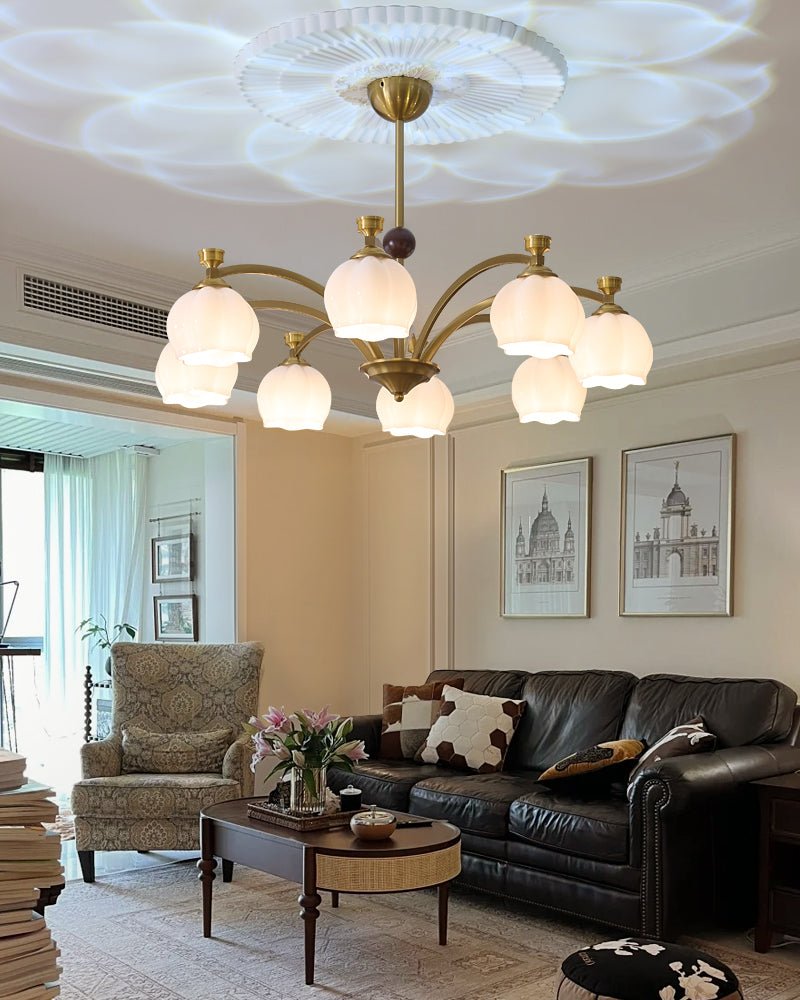 Corinne Arc Chandelier – Modern Curved Glass Pendant Light for Dining Room and Living Room