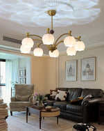 Corinne Arc Chandelier – Modern Curved Glass Pendant Light for Dining Room and Living Room