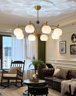 Corinne Arc Chandelier – Modern Curved Glass Pendant Light for Dining Room and Living Room