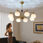 Corinne Arc Chandelier – Modern Curved Glass Pendant Light for Dining Room and Living Room
