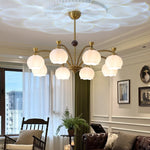 Corinne Arc Chandelier – Modern Curved Glass Pendant Light for Dining Room and Living Room
