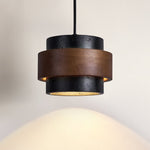 Cosma Ring Pendant Light in Black Travertine and Walnut