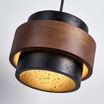 Cosma Ring Pendant Light in Black Travertine and Walnut