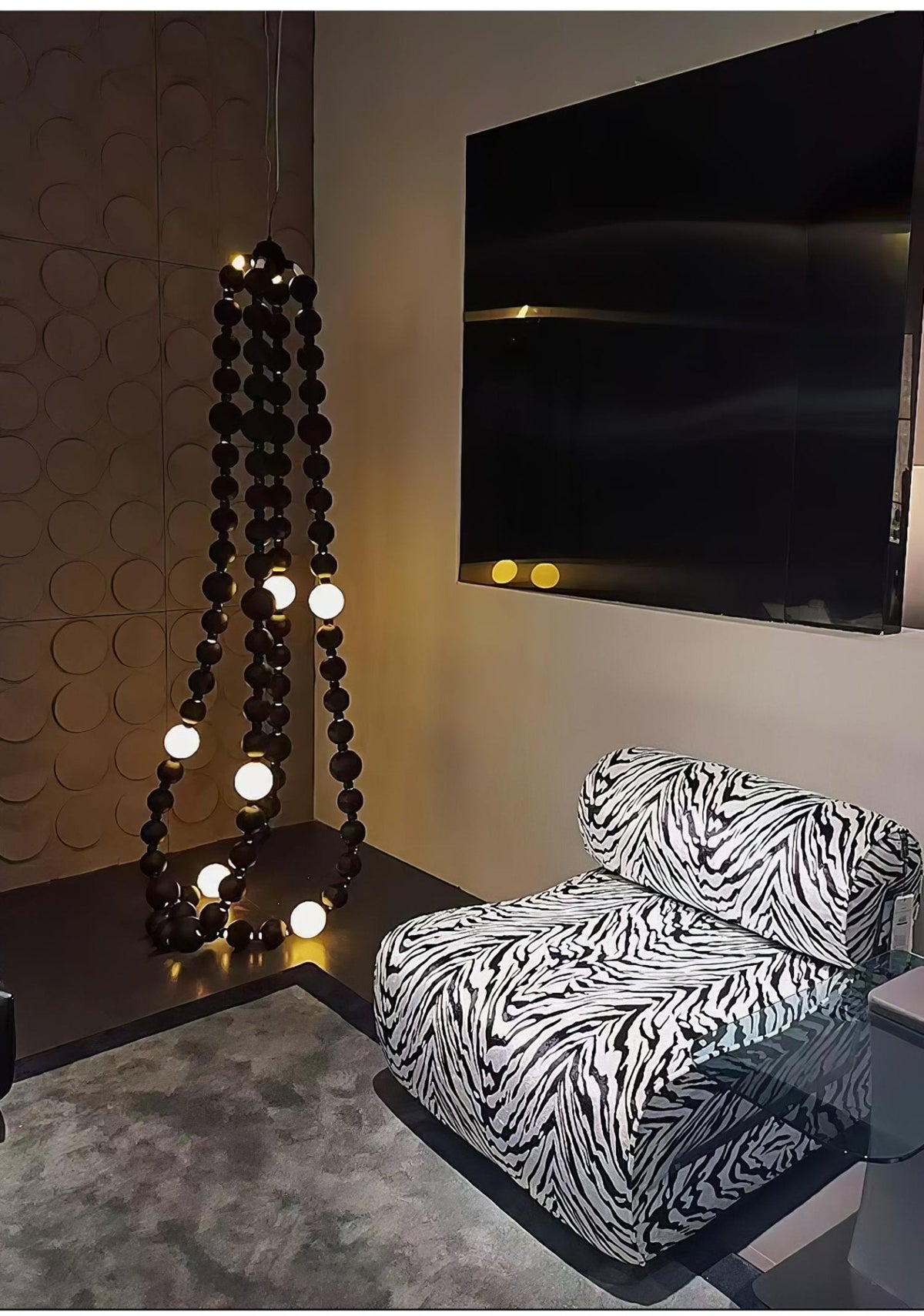 Cosmic Beads Chandelier – Modern LED Pendant Light with Matte Black Spheres