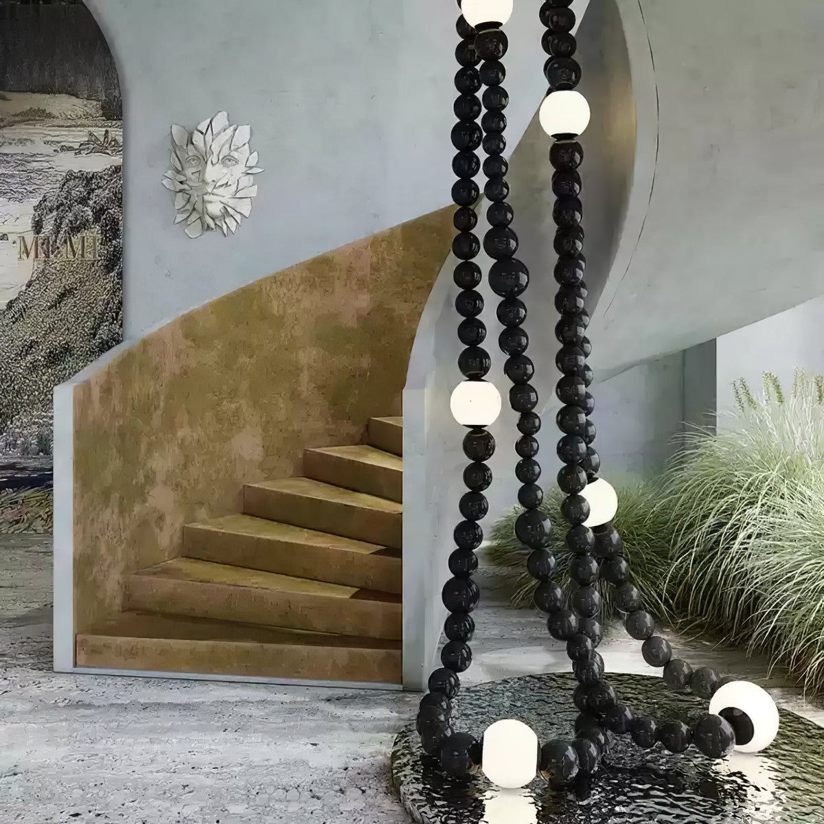 Cosmic Beads Chandelier – Modern LED Pendant Light with Matte Black Spheres