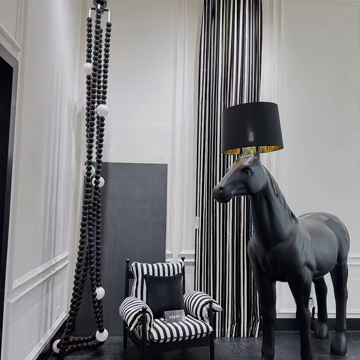 Cosmic Beads Chandelier – Modern LED Pendant Light with Matte Black Spheres