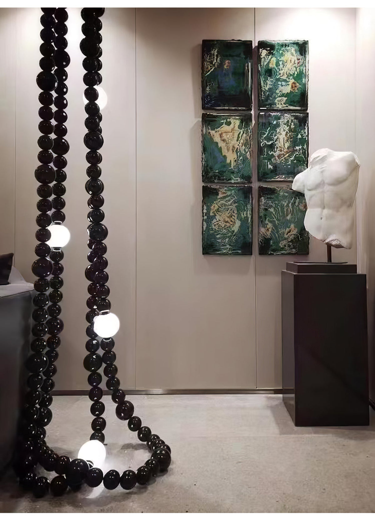 Cosmic Beads Chandelier – Modern LED Pendant Light with Matte Black Spheres