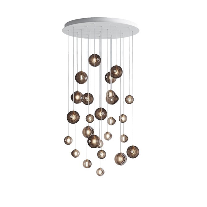 Cosmic Sphere Cascade Chandelier – Modern Glass Pendant Light for Dining Room and Living Room