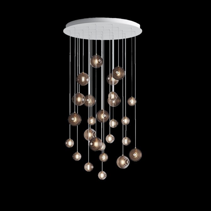 Cosmic Sphere Cascade Chandelier – Modern Glass Pendant Light for Dining Room and Living Room