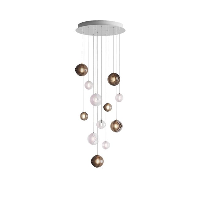 Cosmic Sphere Cascade Chandelier – Modern Glass Pendant Light for Dining Room and Living Room
