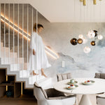 Cosmic Sphere Cascade Chandelier – Modern Glass Pendant Light for Dining Room and Living Room