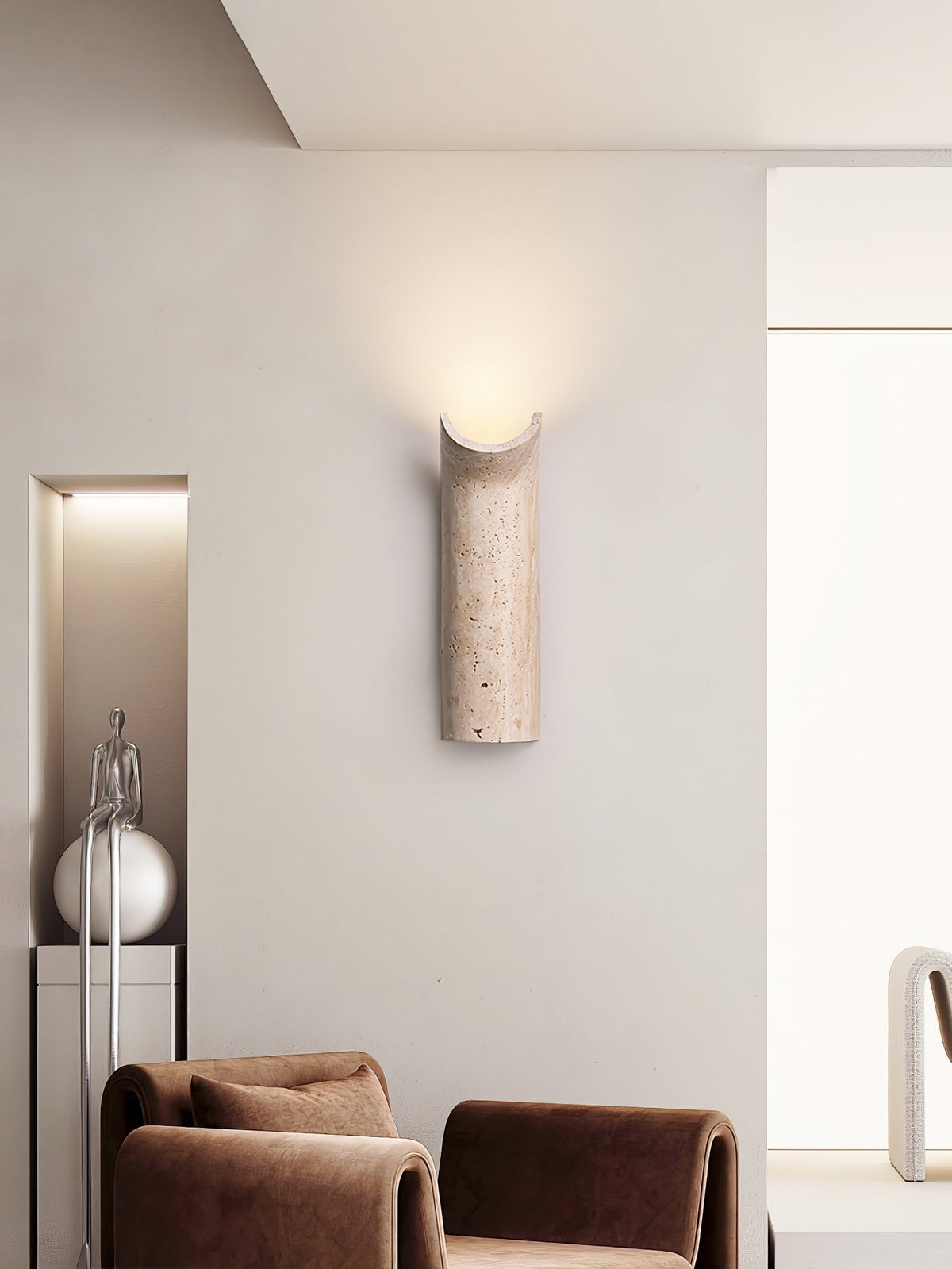 Cove Rise Travertine Wall Sconce – Modern Organic Wall Light