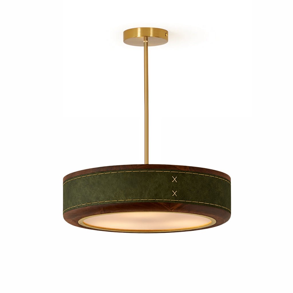 Artisan Leather Ceiling Light with Brass Accents for Modern Interiors