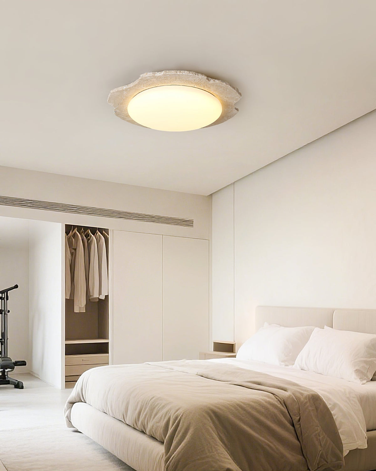 Crater Halo Travertine LED Flush Mount Ceiling Light