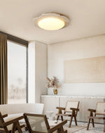 Crater Halo Travertine LED Flush Mount Ceiling Light