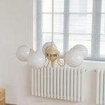 Cream Glass Ball Chandelier Modern Globe Pendant Light for Dining Room