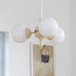 Cream Glass Ball Chandelier Modern Globe Pendant Light for Dining Room