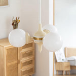 Cream Glass Ball Chandelier Modern Globe Pendant Light for Dining Room