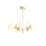 Cream Glass Ball Chandelier Modern Globe Pendant Light for Dining Room