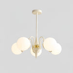 Cream Glass Ball Chandelier Modern Globe Pendant Light for Dining Room