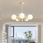 Cream Glass Ball Chandelier Modern Globe Pendant Light for Dining Room