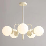 Cream Glass Ball Chandelier Modern Globe Pendant Light for Dining Room