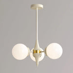 Cream Glass Ball Chandelier Modern Globe Pendant Light for Dining Room
