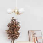 Cream Glass Ball Chandelier Modern Globe Pendant Light for Dining Room