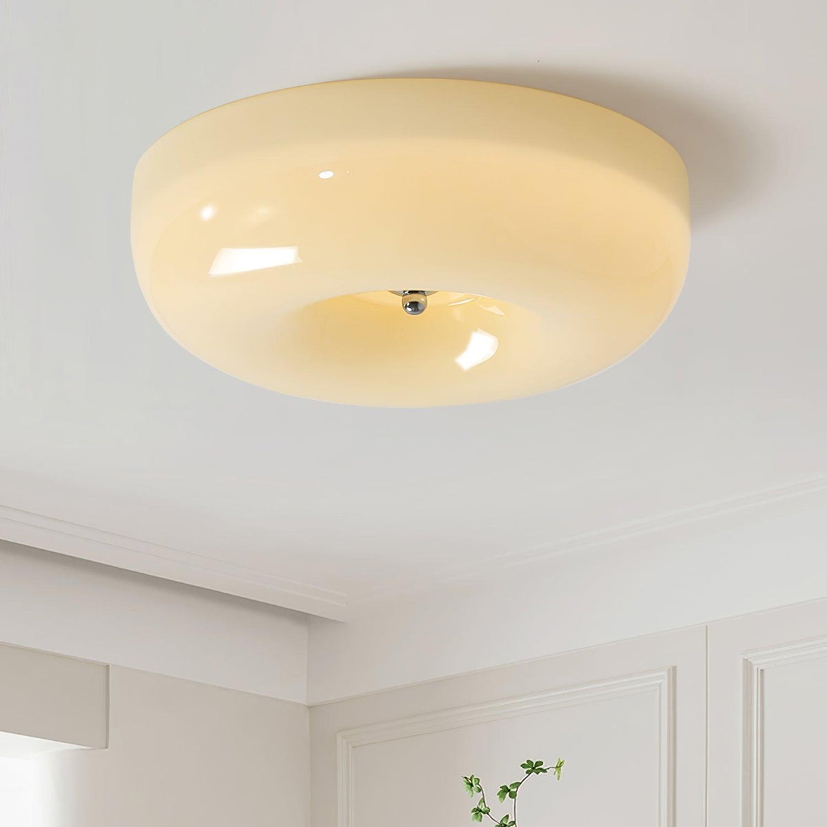 Swirl Glass Flush Mount Ceiling Light, Modern LED Semi-Flush Lamp for Living Room & Bedroom