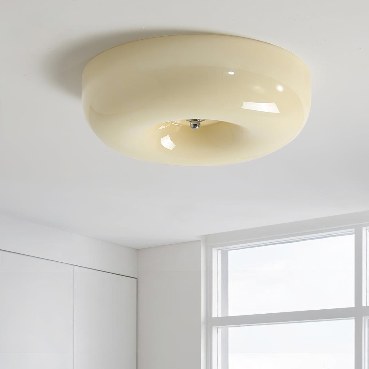 Swirl Glass Flush Mount Ceiling Light, Modern LED Semi-Flush Lamp for Living Room & Bedroom