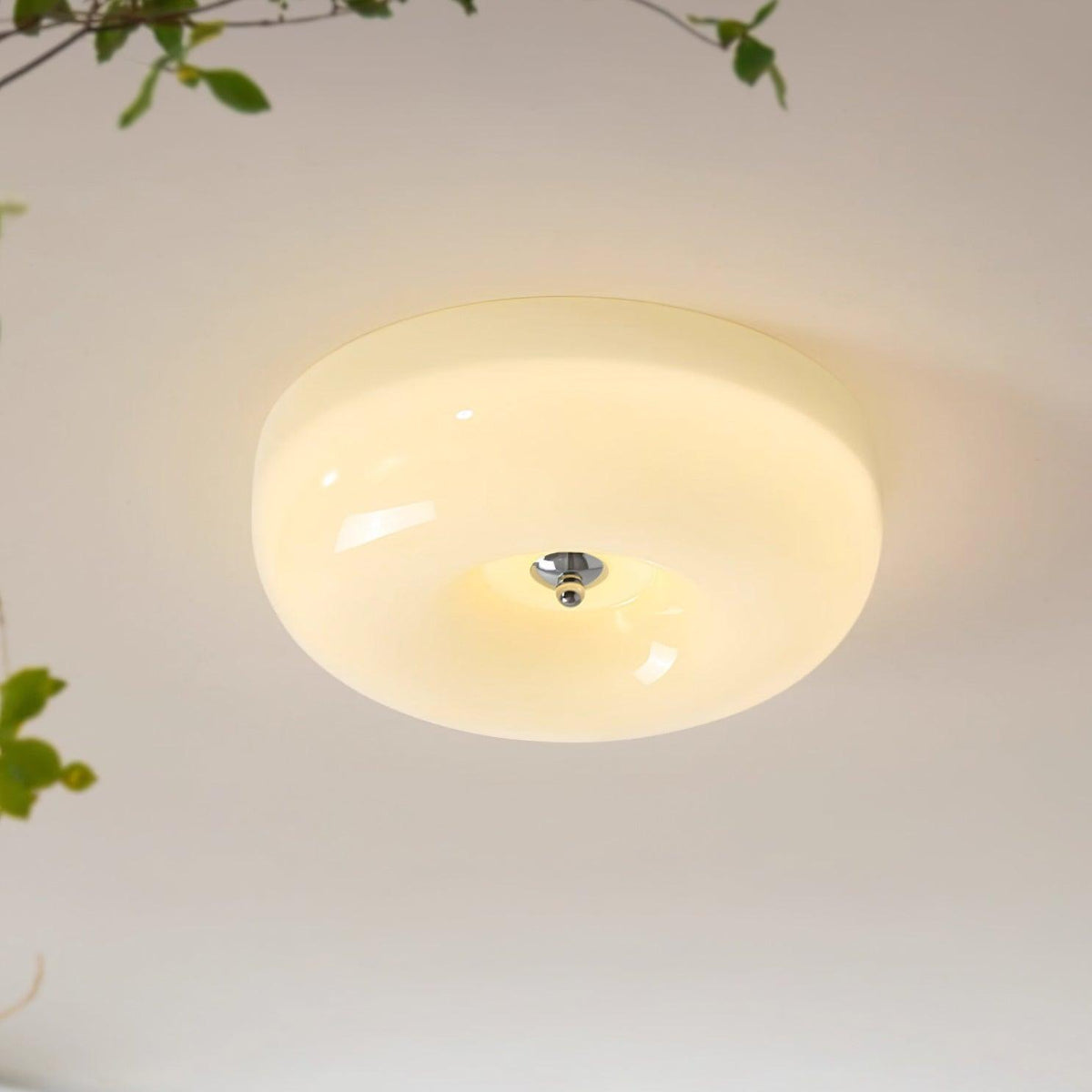 Swirl Glass Flush Mount Ceiling Light, Modern LED Semi-Flush Lamp for Living Room & Bedroom