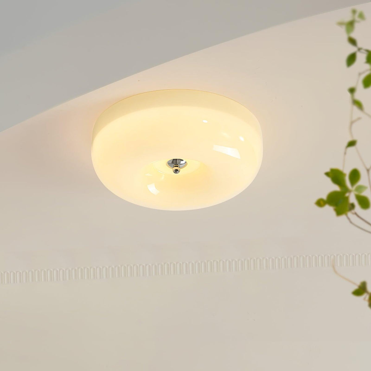 Swirl Glass Flush Mount Ceiling Light, Modern LED Semi-Flush Lamp for Living Room & Bedroom