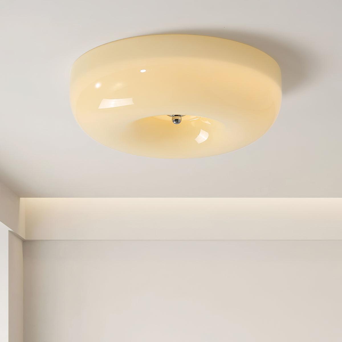 Swirl Glass Flush Mount Ceiling Light, Modern LED Semi-Flush Lamp for Living Room & Bedroom