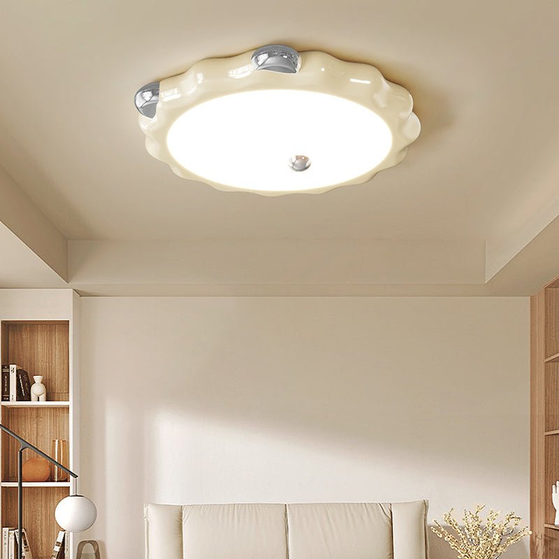 Cream Puff Flush Mount Ceiling Light – Modern Scalloped LED Fixture
