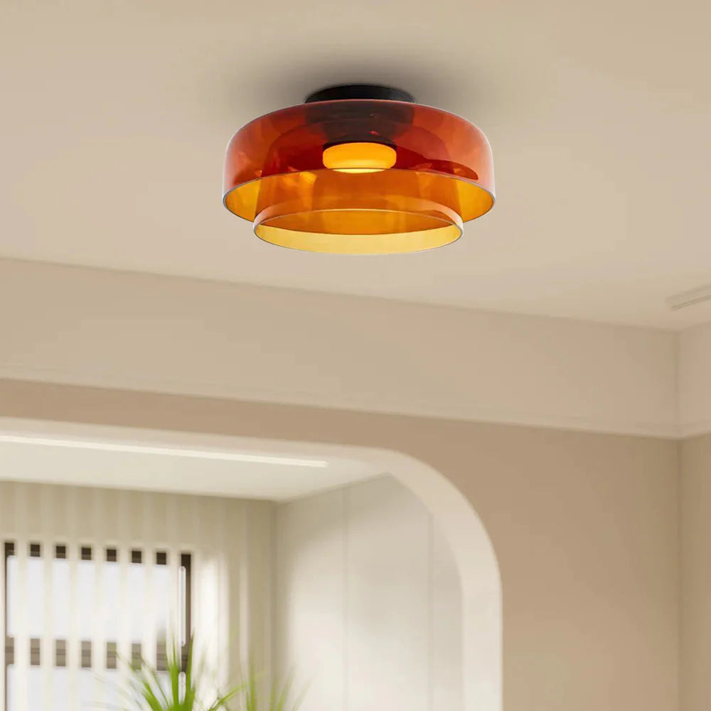 Iwhd 6W Amber Glass Led Pendant Lights Fixtures Home Decor Bedroom Living Dining Room Nordic Modern Hanging Lamp Lamparas
