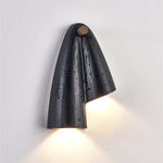 Creska Sculptural Wall Sconce in Black Travertine and Walnut