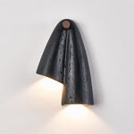 Creska Sculptural Wall Sconce in Black Travertine and Walnut