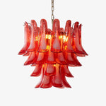 Crimson Glass Petals Chandelier – Murano Style Modern Chandelier for Dining Room and Living Room