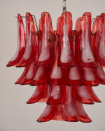 Crimson Glass Petals Chandelier – Murano Style Modern Chandelier for Dining Room and Living Room
