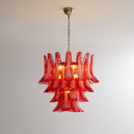 Crimson Glass Petals Chandelier – Murano Style Modern Chandelier for Dining Room and Living Room