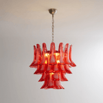 Crimson Glass Petals Chandelier – Murano Style Modern Chandelier for Dining Room and Living Room