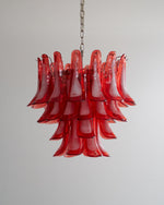 Crimson Glass Petals Chandelier – Murano Style Modern Chandelier for Dining Room and Living Room