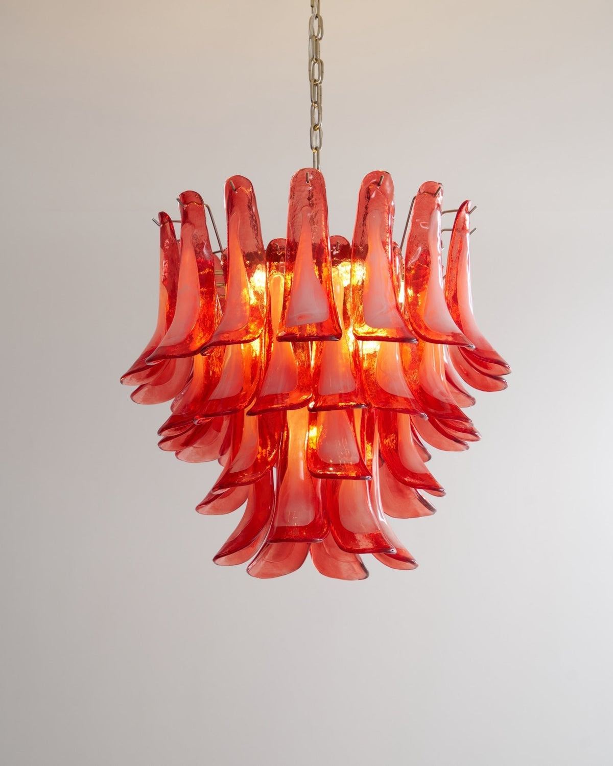 Crimson Glass Petals Chandelier – Murano Style Modern Chandelier for Dining Room and Living Room