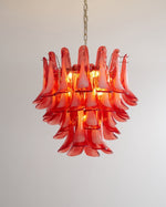 Crimson Glass Petals Chandelier – Murano Style Modern Chandelier for Dining Room and Living Room