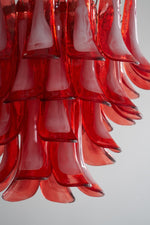 Crimson Glass Petals Chandelier – Murano Style Modern Chandelier for Dining Room and Living Room