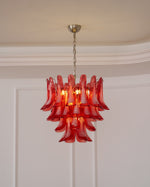 Crimson Glass Petals Chandelier – Murano Style Modern Chandelier for Dining Room and Living Room