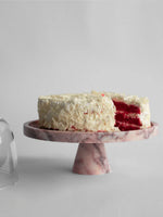 Crimson Marquina Marble Pedestal Tray – Sculptural Tabletop Decor